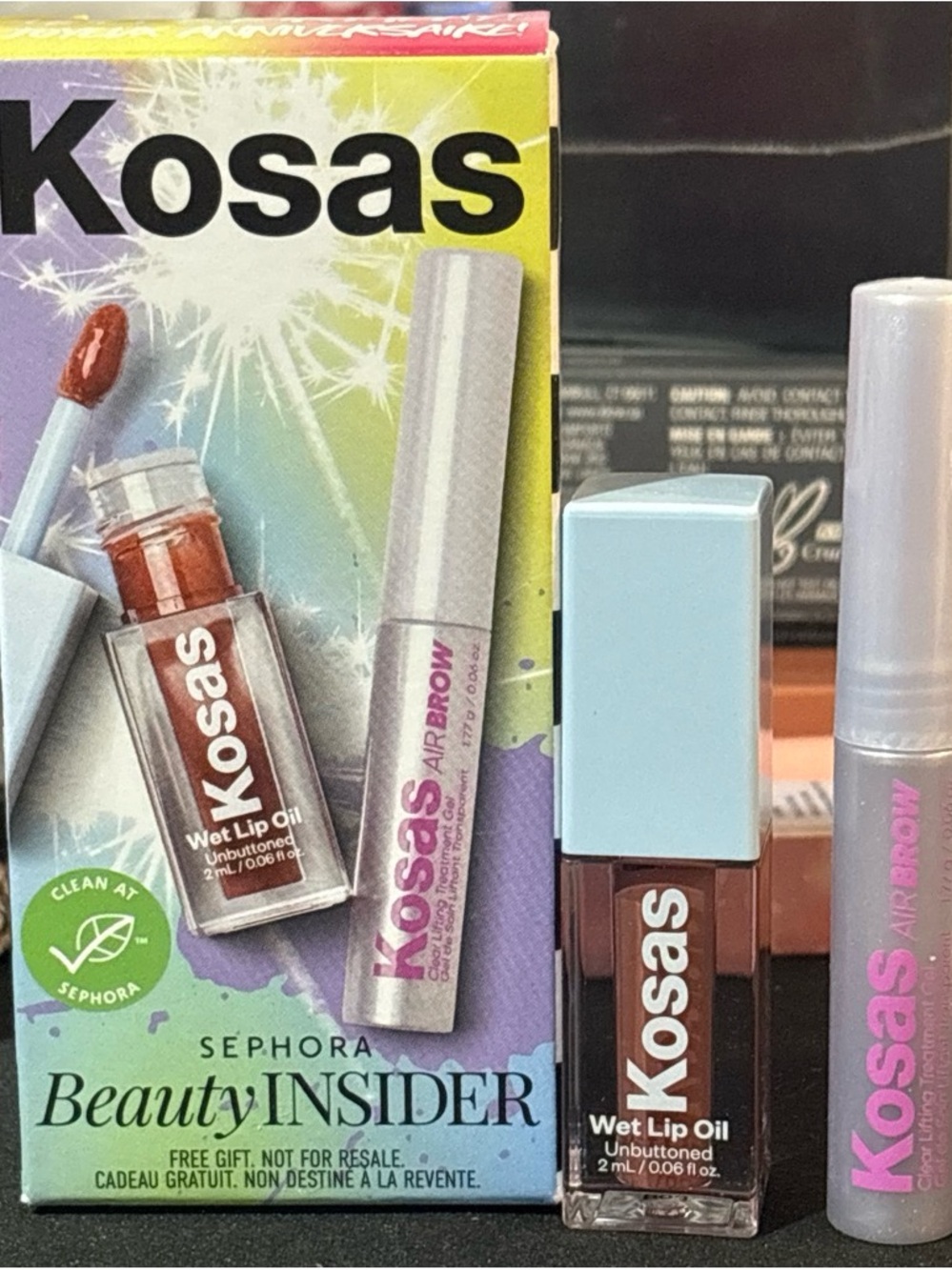 Kosas Wet Lip Oil + Air Brow Duo — Dusty Rose & Warm Brown